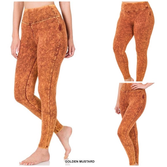 NEW! Plus Size Zenana Mineral Washed Wide Waistband Yoga Leggings - Picture 3 of 8